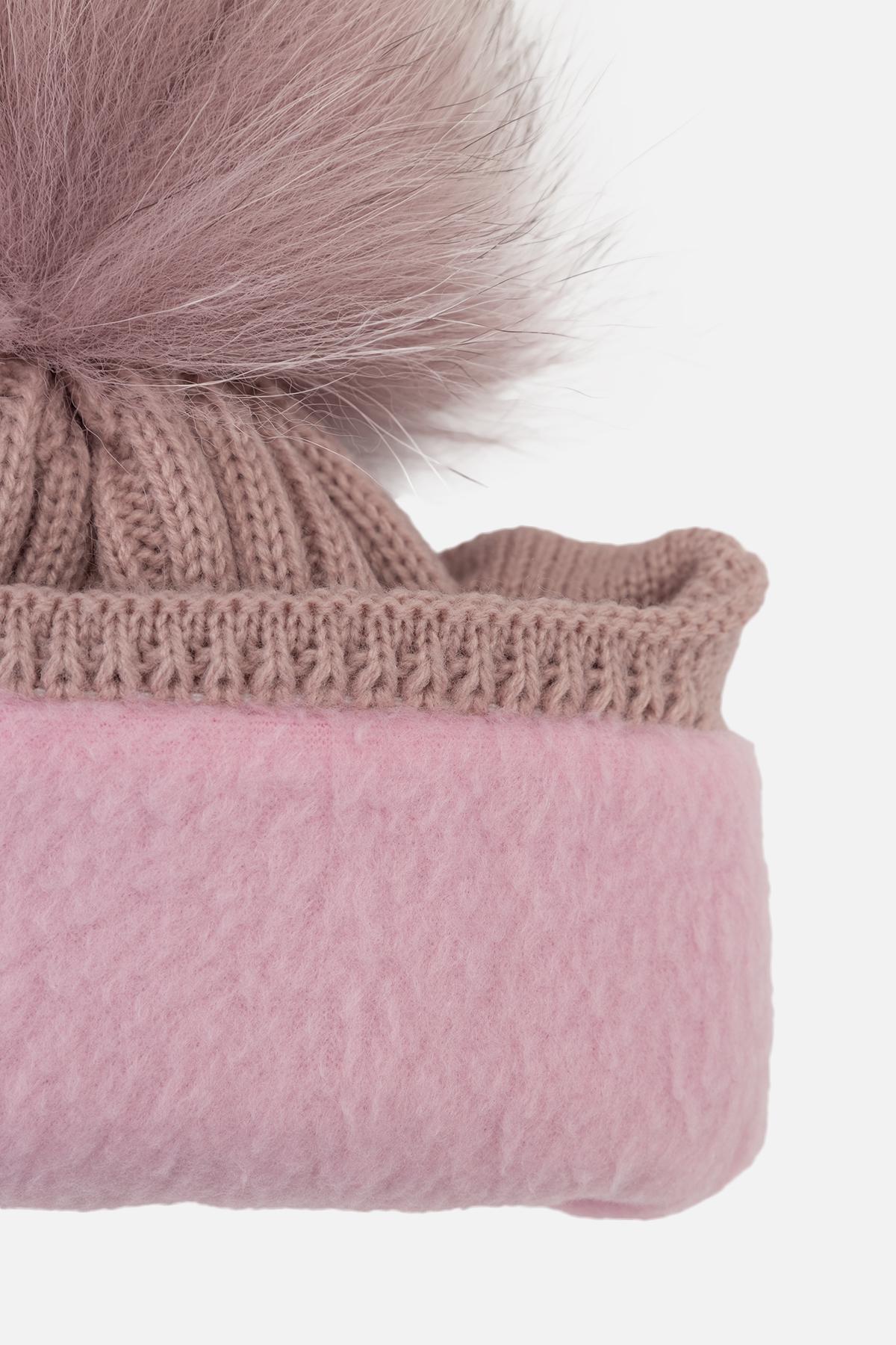 Шапка для девочки 42-44 см Пудровый (ЦБ-00263342) - фото 3 Шапка для девочки 42-44 см Пудровый (ЦБ-00263342) - фото 3