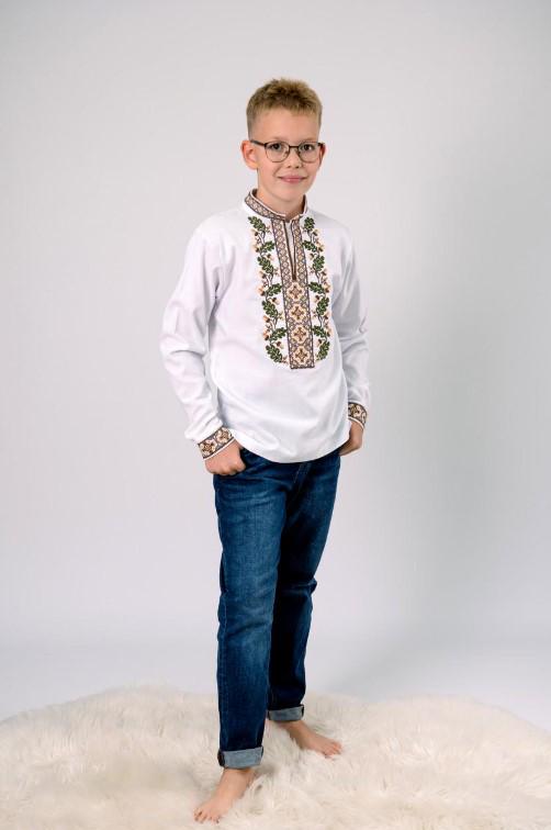 Вышиванка льняная на мальчика с длинным рукавом 158 см Белый (2140668497) - фото 2 Вышиванка льняная на мальчика с длинным рукавом 158 см Белый (2140668497) - фото 2