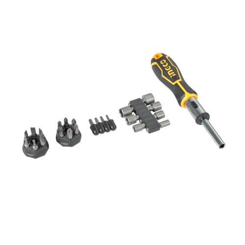 Викрутка-тріскачка Ingco з бітами та головками (13567616) - фото 3 Викрутка-тріскачка Ingco з бітами та головками (13567616) - фото 3