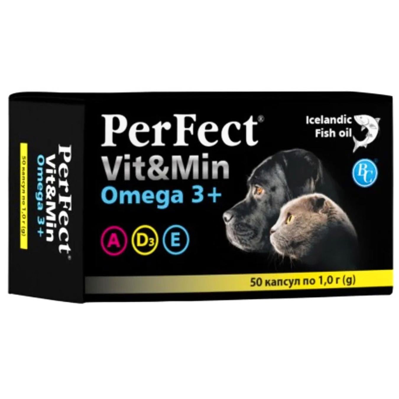 Витаминная добавка PerFect Vit&Min Omega3+ для собак и котов 1 г 50 капсул