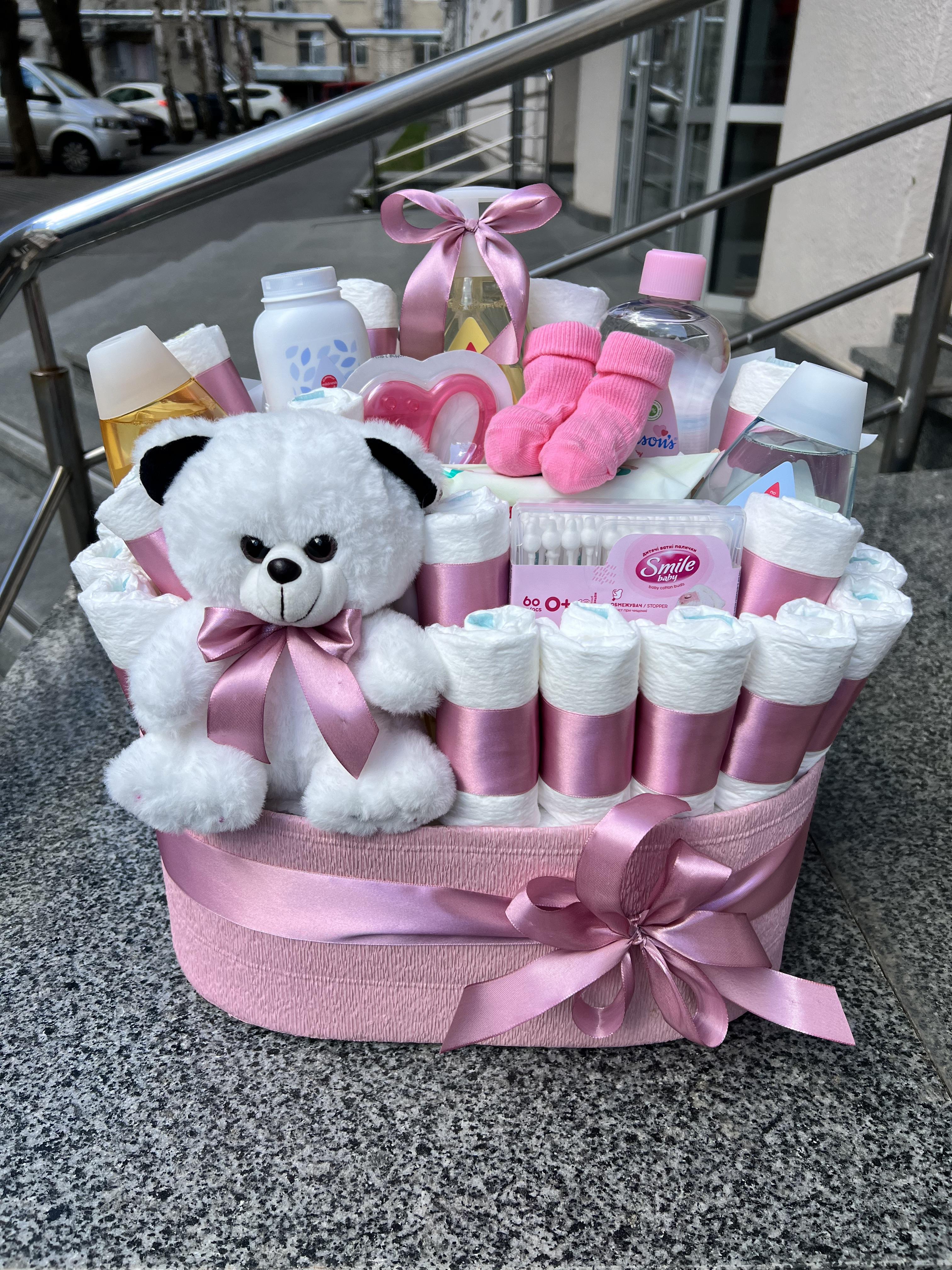 Подарунковий бокс Букет в пологовий з памперсами та дитячою косметикою (10112) - фото 8