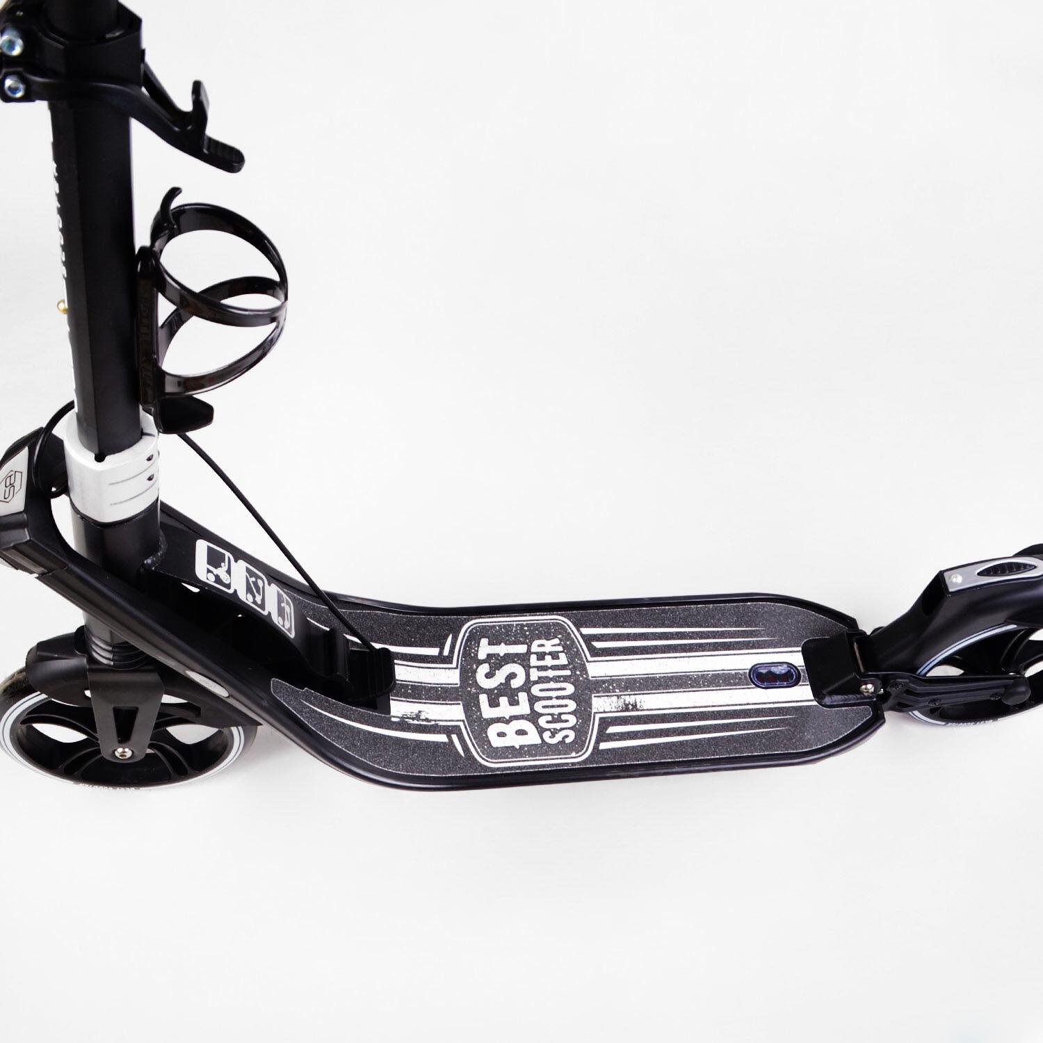 Самокат двоколісний складаний Best Scooter ліхтар/2 амортизатора Black/White (114437) - фото 8