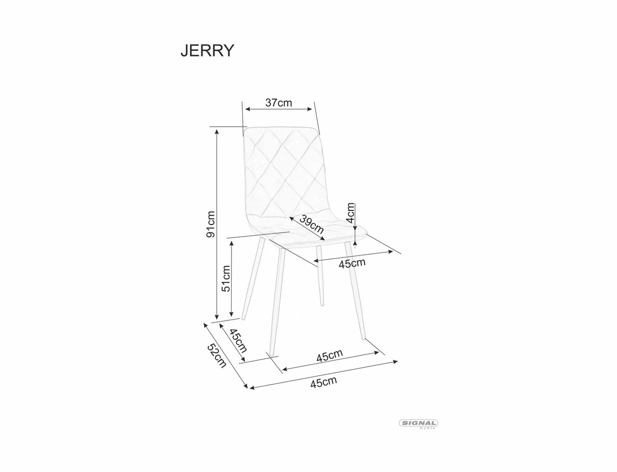 Стул кухонный Signal JERRY VELVET Черный/Темно-бежевый (11671623) - фото 3