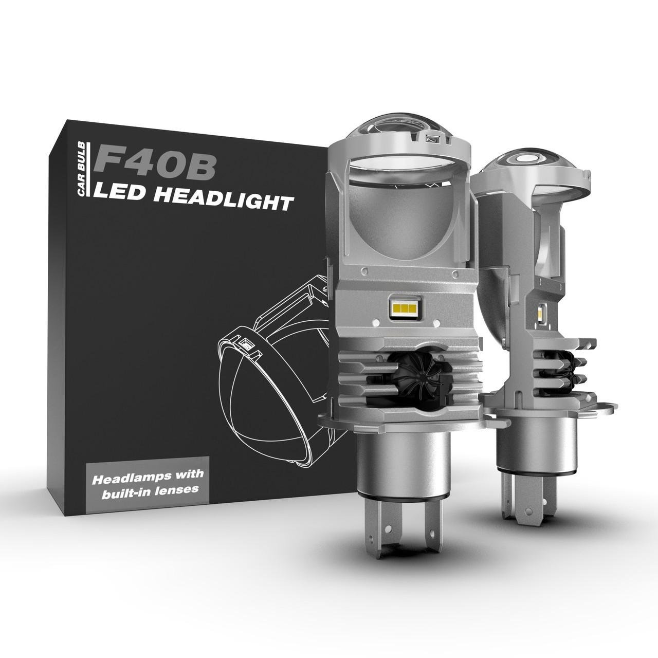 Автомобильные лампы H4 F40B Bi-LED мини-линзы 80W 6000K 12V 2 шт.