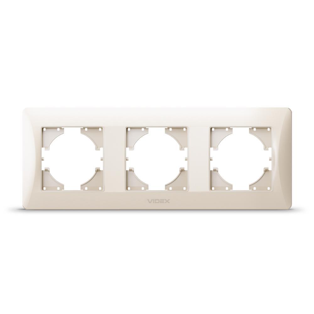 Рамка тримісна горизонтальна Videx Binera Кремовий (00000012945)