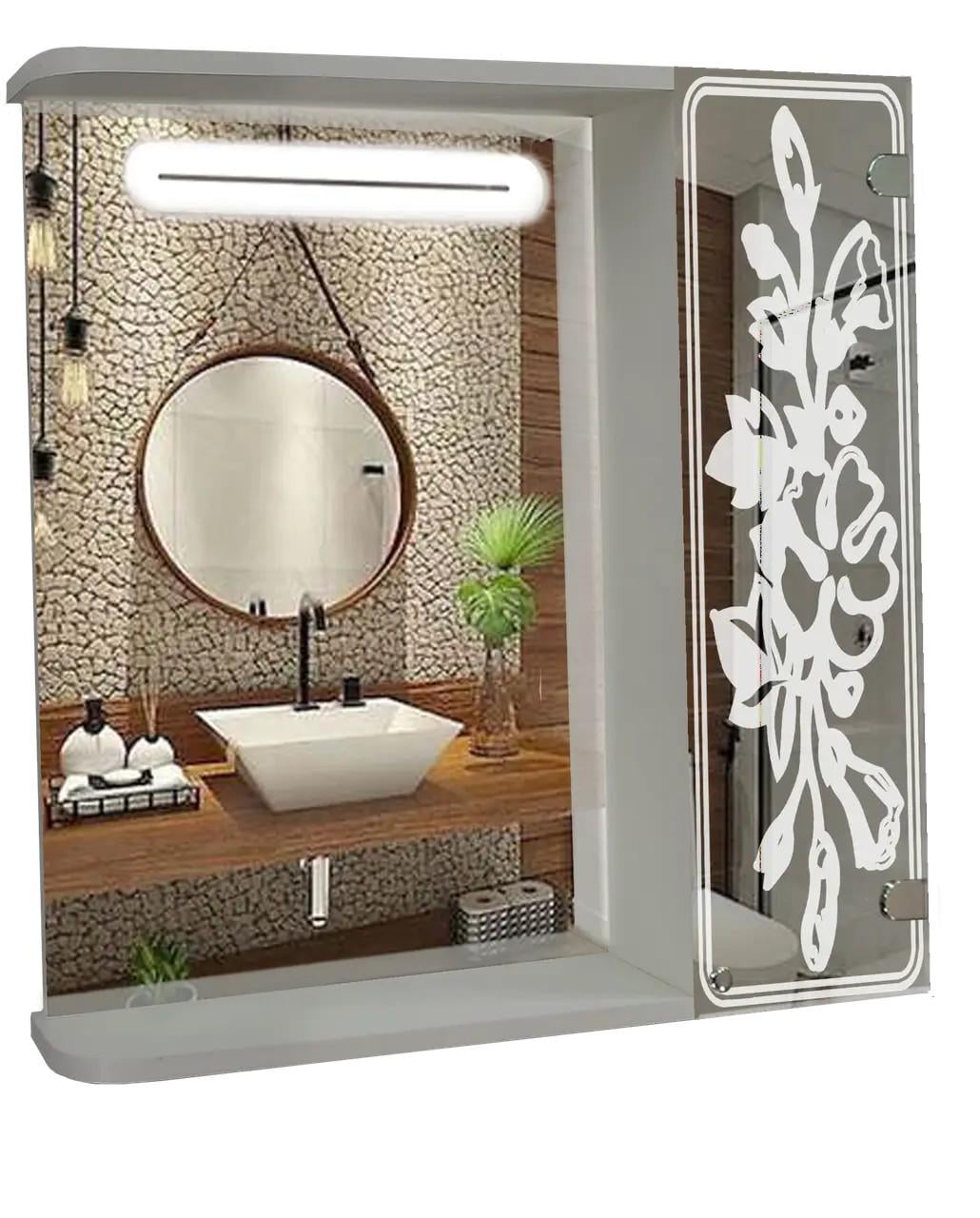 Шкаф зеркальный с подсветкой 600х700х140 мм (ШК857)