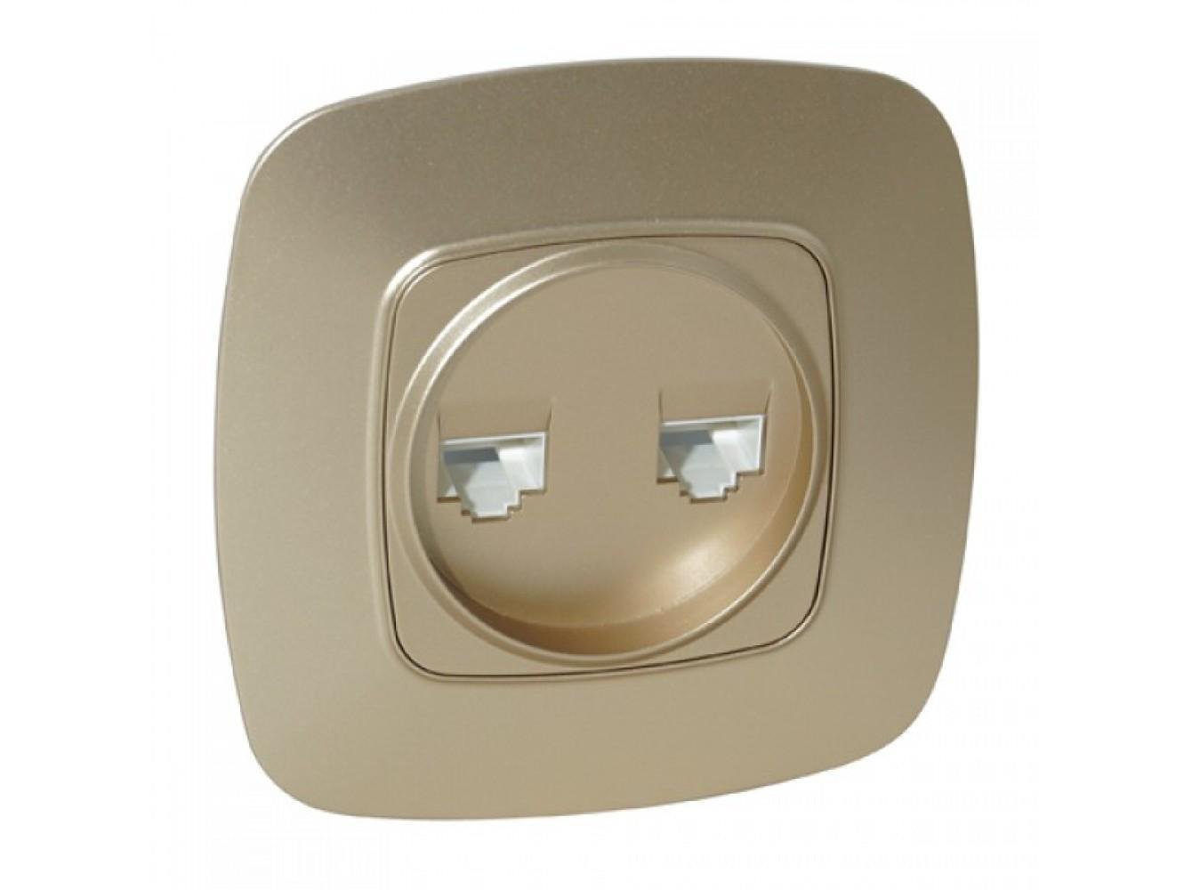 Розетка встроенная HOROZ ELECTRIC ELA компьютерная двойная Золотой (112-007-0017-030)