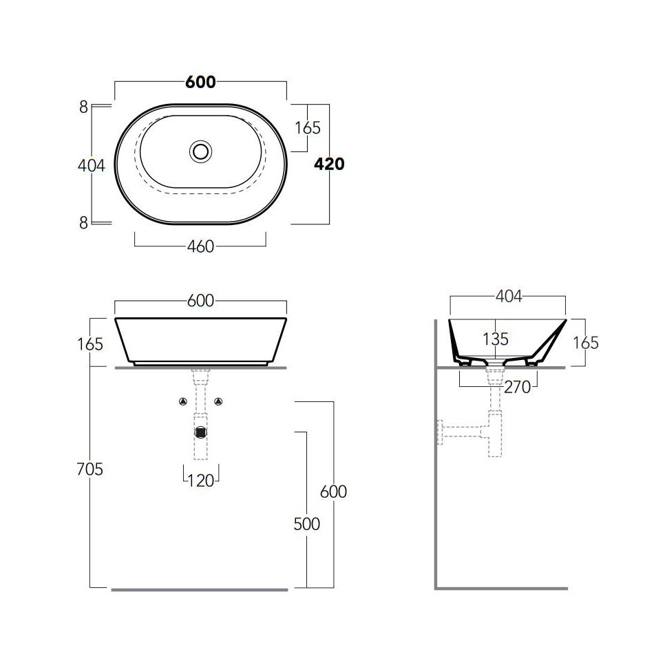 Умывальник накладной Simas Wave WA02WM 600x420x165 мм Белый (184683) - фото 3 Умывальник накладной Simas Wave WA02WM 600x420x165 мм Белый (184683) - фото 3
