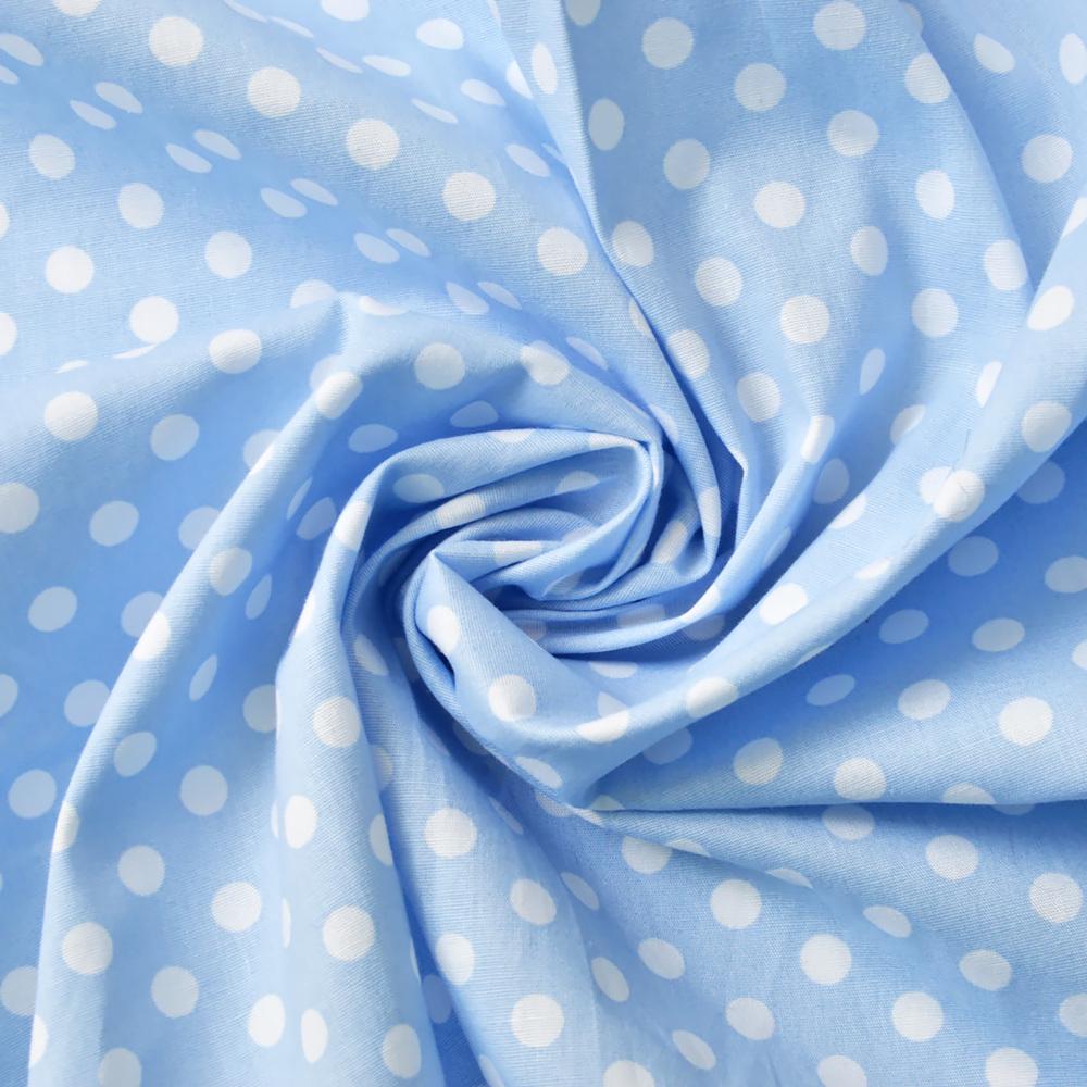 Ткань поплин стрейч Горох мелкий/средний V-4/2 среди Голубой (13048)