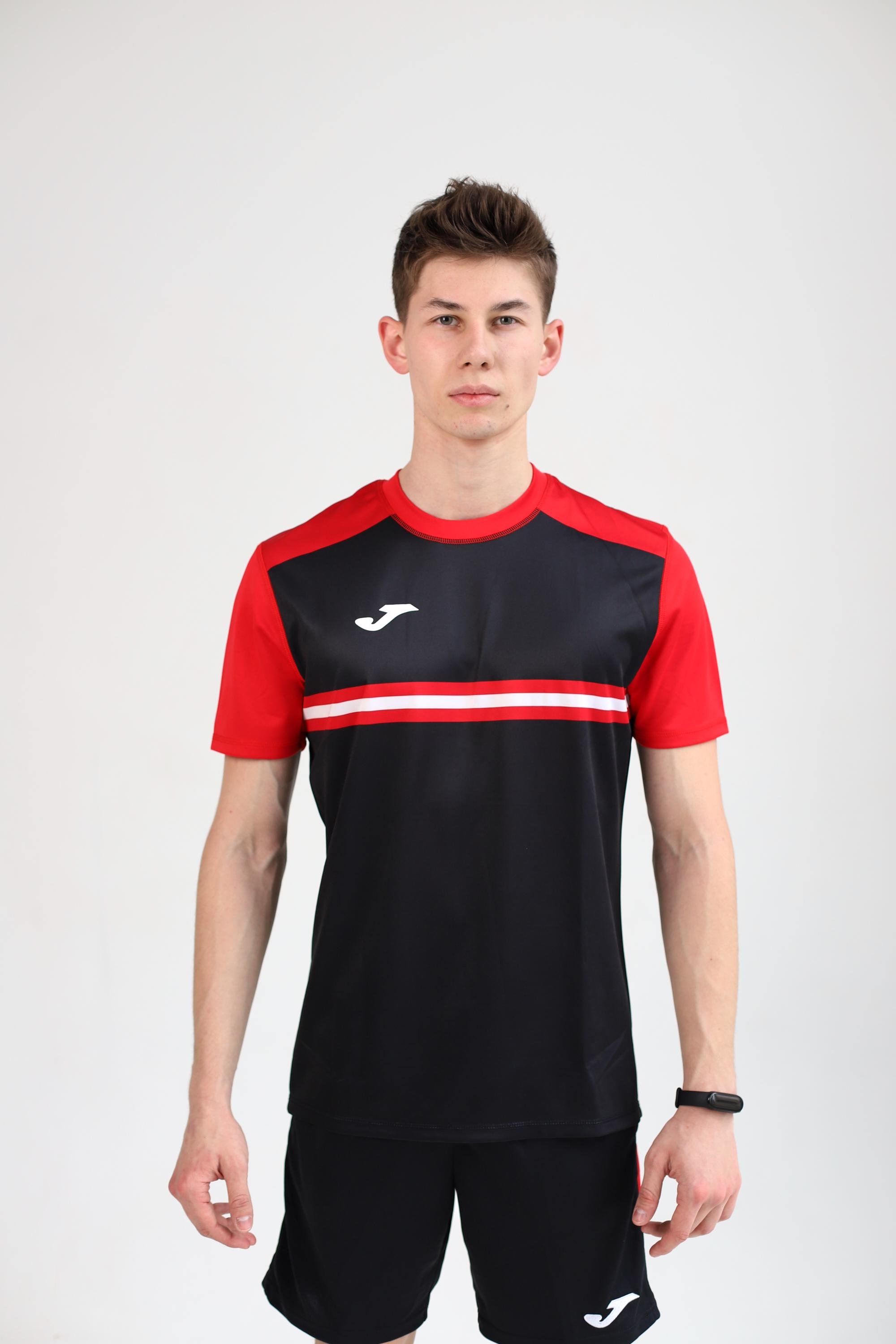 Футболка Joma 102852.106 Hispa Iv Short Sleeve T-Shirt M Black/Red (8445456397434) - фото 1