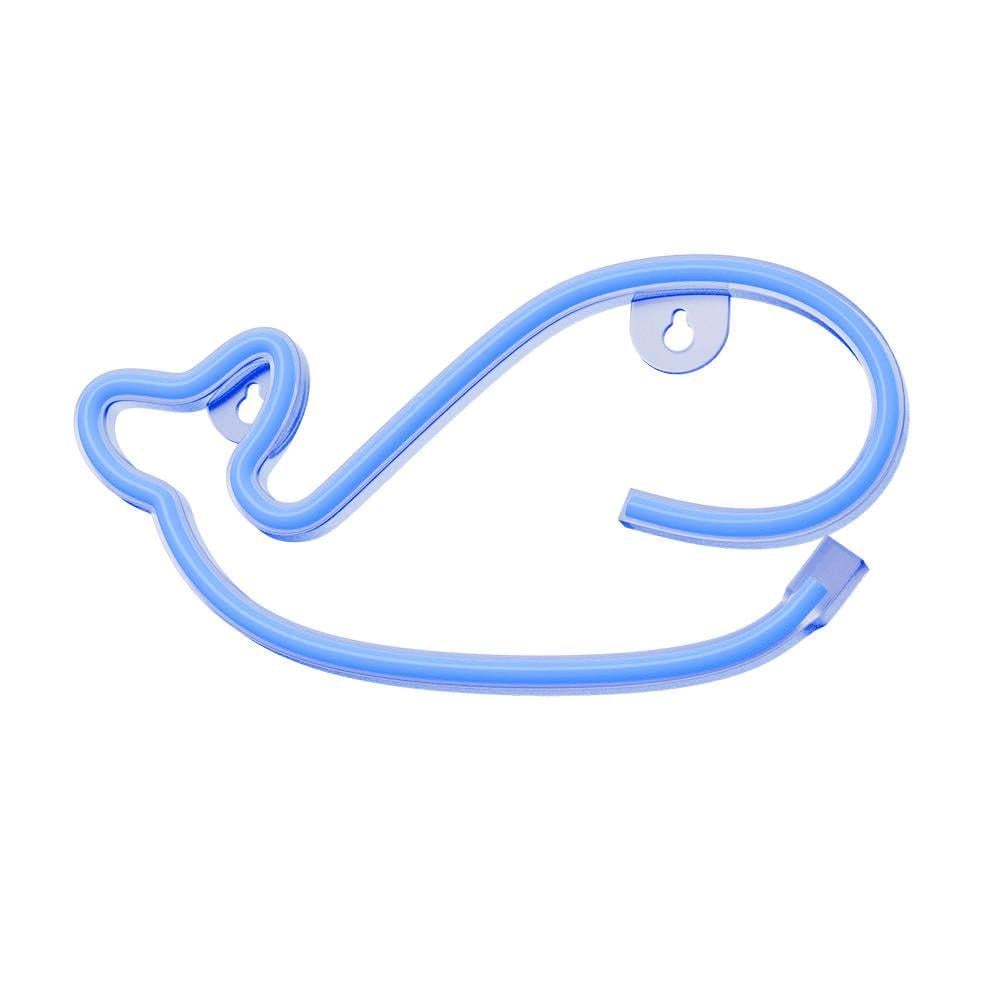 Неоновый светильник Кит на батарейках/USB 15x29 см