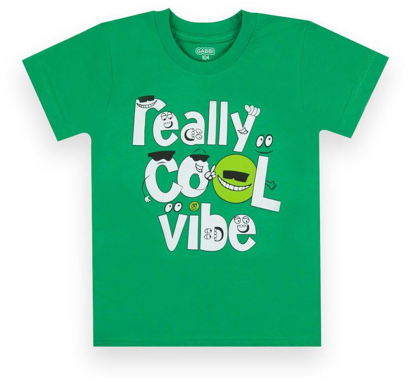 Футболка дитяча бавовняна для хлопчика Gabbi Супер кул 104 см Зелений (12638)