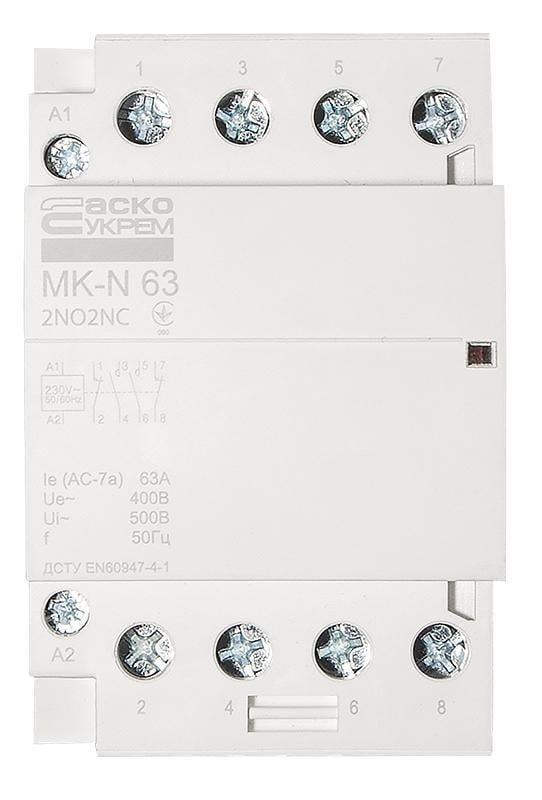 Контактор модульный АСКО-Укрем MK-N 4P 63A 2NO+2NC 220V (A0040030037)