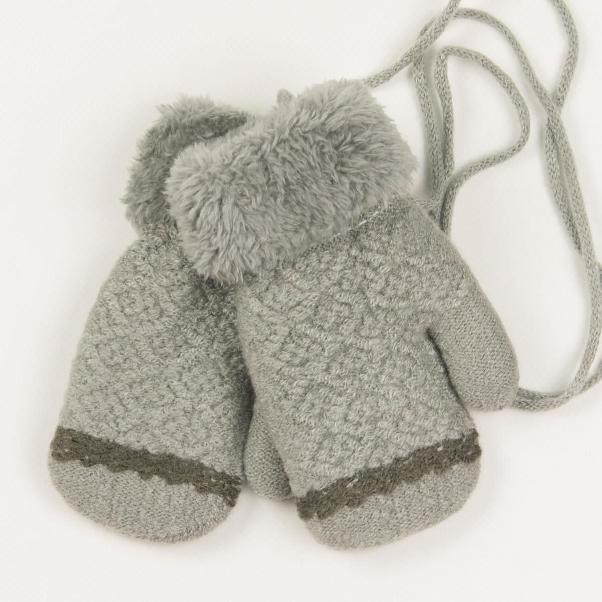 Варежки детские с меховой подкладкой на 2-3 года 19-7-65 Серый (DR010165) Варежки детские с меховой подкладкой на 2-3 года 19-7-65 Серый (DR010165)