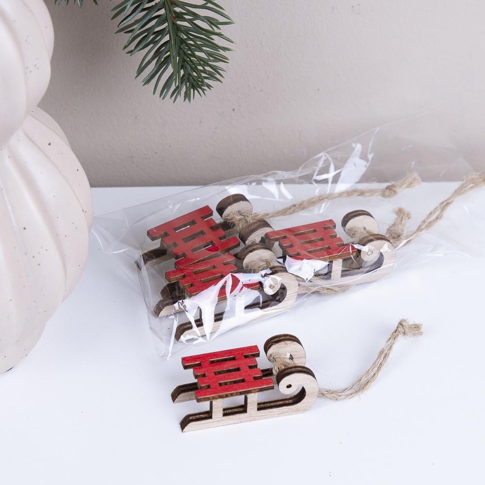 Санки мини для декора 4 шт. Красный (2029-10)