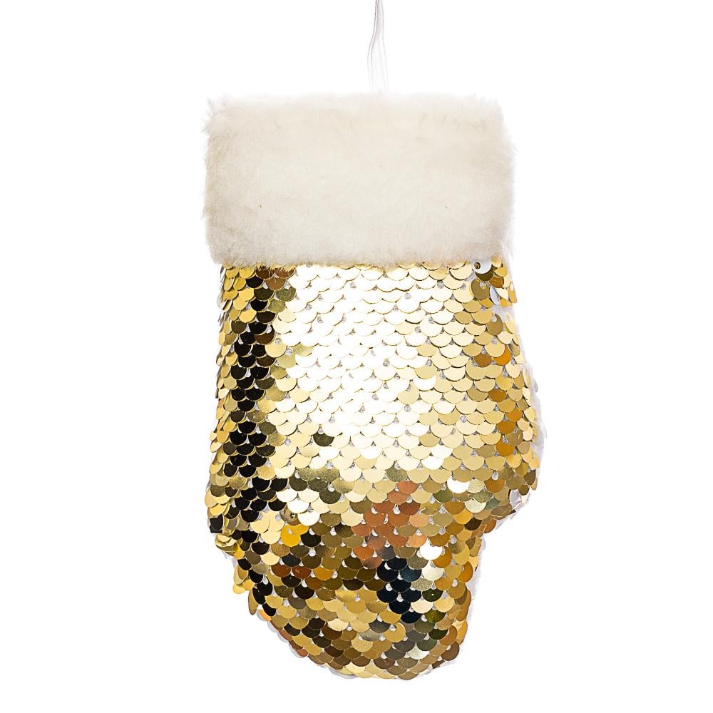 Елочная игрушка Рукавица в пайетках (035NZK)