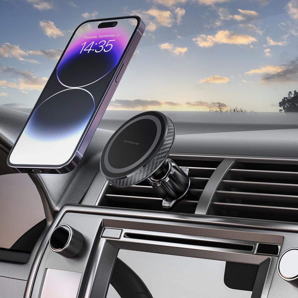 Тримач в машину Proove Carbon Magnetic Air Outlet Car Mount Чорний - фото 6