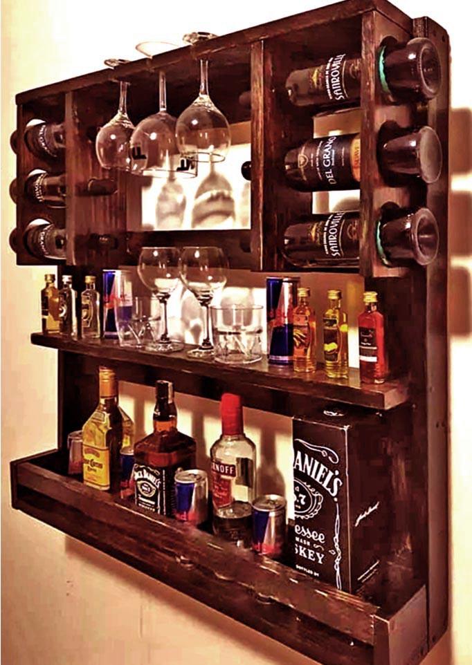 Полка для вина настенная из дерева Хамамацу Конфи (ПНК-004213)