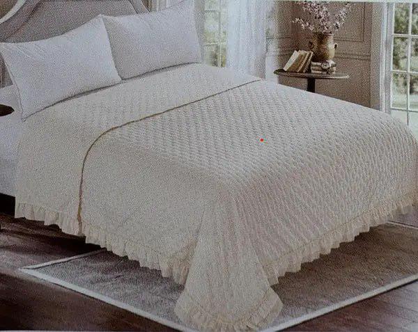 Плед-покрывало сатин с рюшами евро 200х230 см Айвори (1663) - фото 3