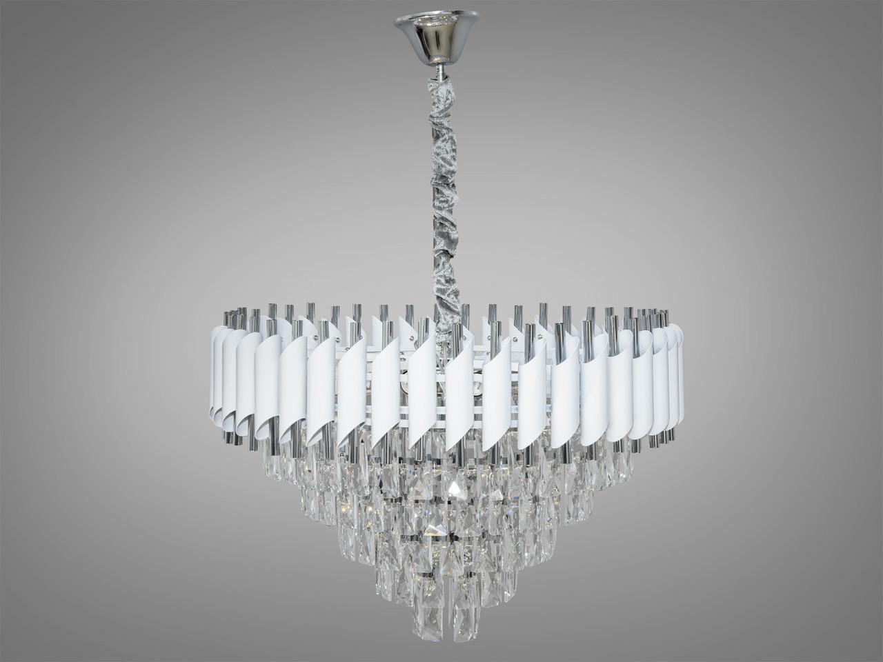 Люстра кришталева 9001-600WH+CH Білий/Хром
