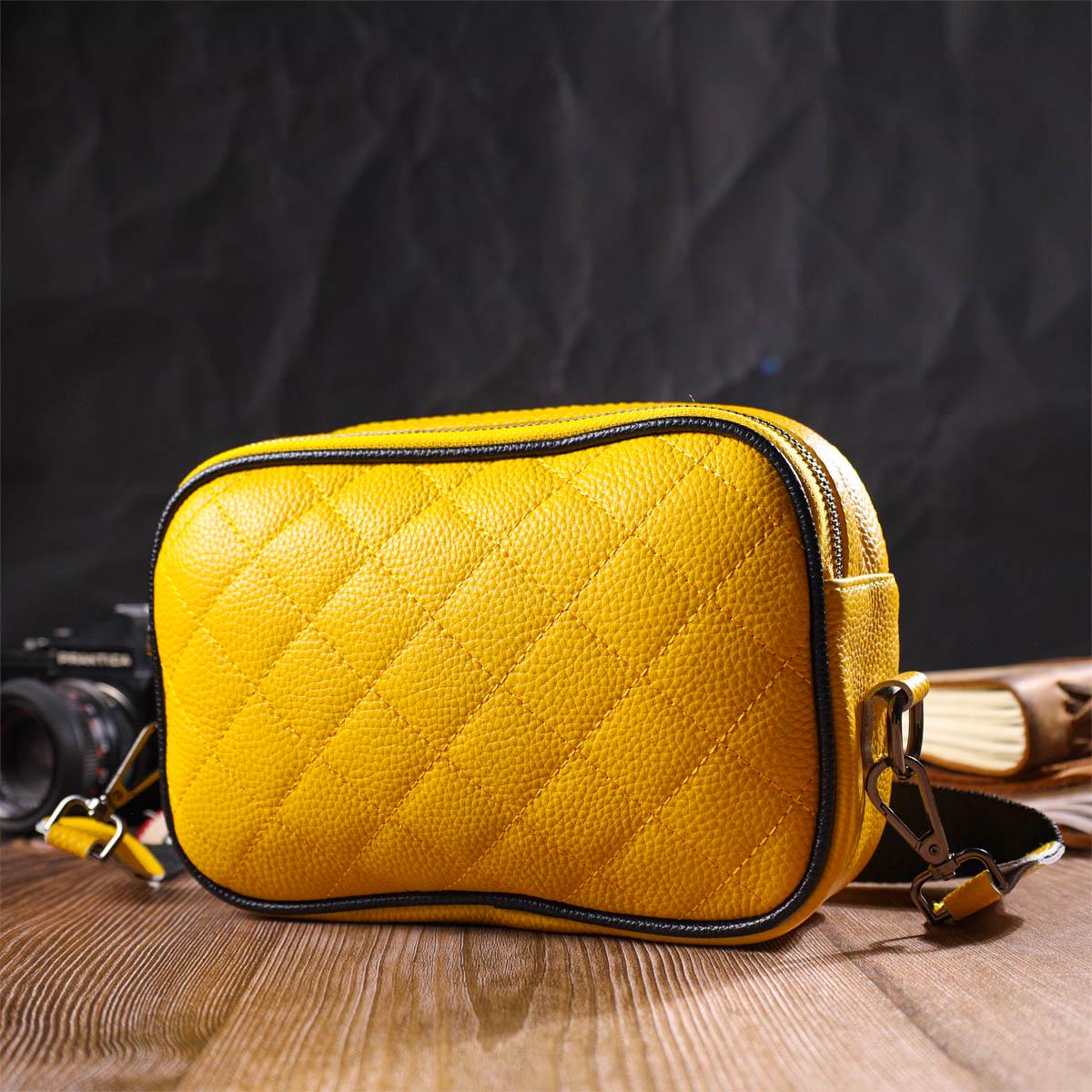 Женская сумка кросс-боди Vintage Bag 22114 из натуральной кожи Желтый - фото 7