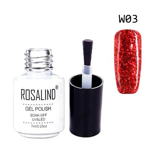 Гель-лак для ногтей маникюра Rosalind 7 мл глиттер для UV LED W03 Red (357953)