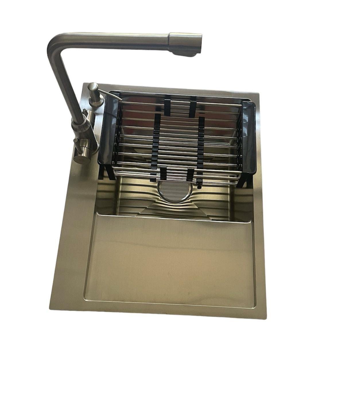 Мойка Lidz H6350R правая 3,0/1,0 мм и смеситель для кухни Aria 020F-13 с подключением для питьевой воды Lidz