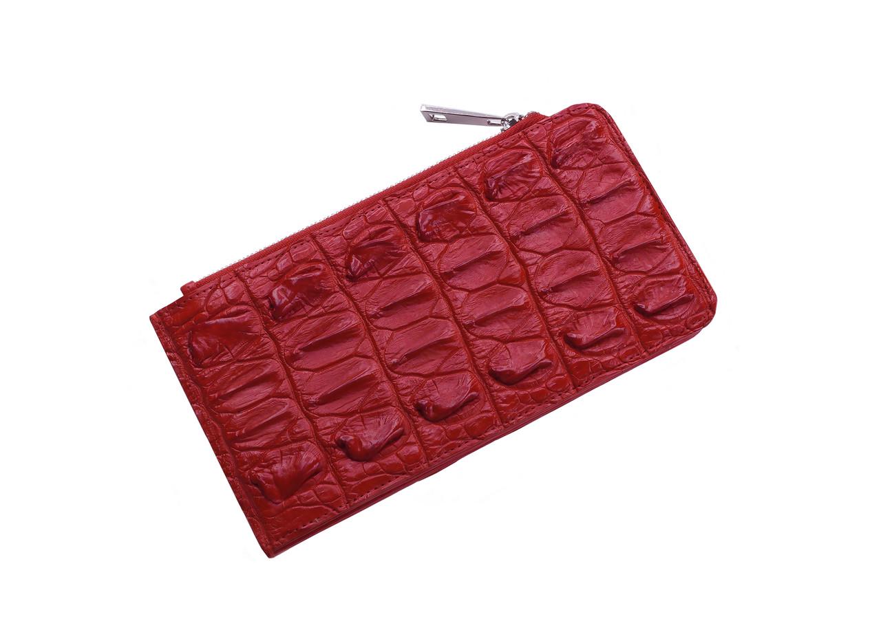 Кошелек Ekzotic Leather Визитница Ekzotic Leather из кожи крокодила на молнии Красный (cw 85)