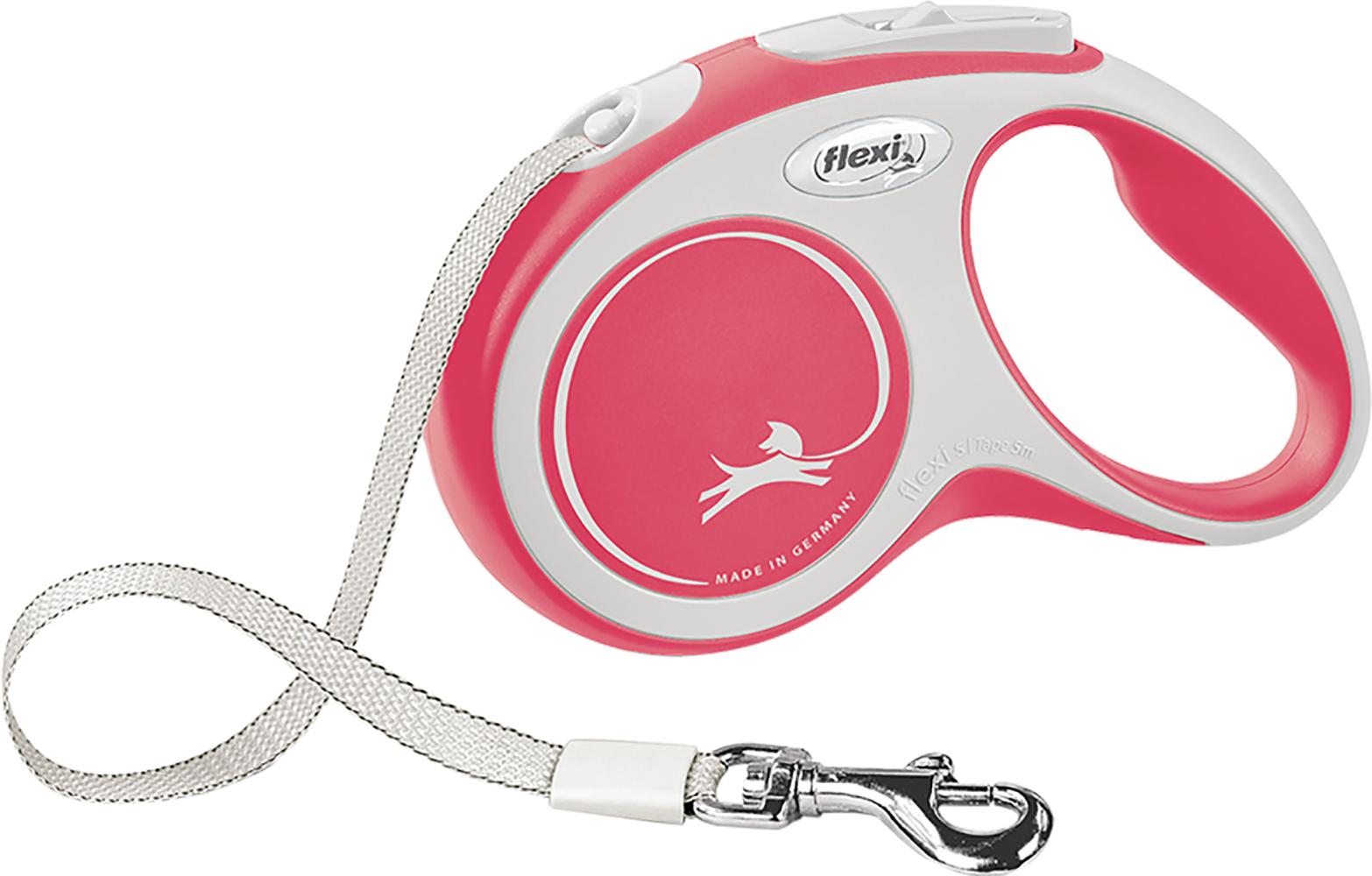 Поводок-рулетка Flexi New Comfort S лента 5 м Красный (4000498043523)