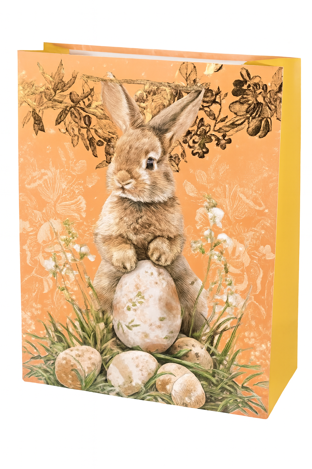 Подарочный пакет Rabbit R34569-M 26х32х10 см Персиковый с бежевым/Зеленый (33087777)