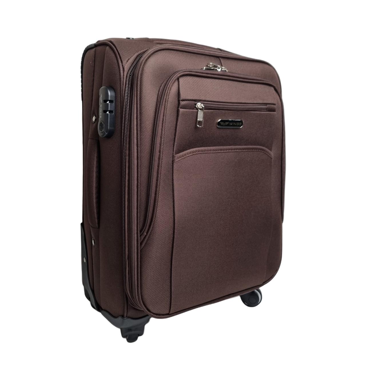Валіза Wings на коліщатках текстиль Коричневий (2501/4 brown S)