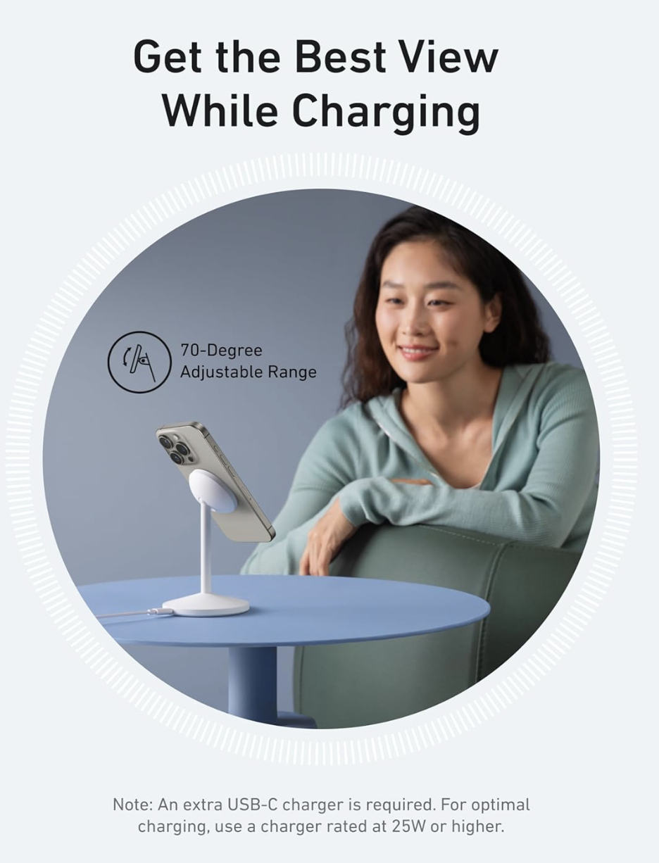 Зарядний пристрій Anker MagGo MagSafe QI2 15W Certified 360° Charger For iPhone 12-17 Series Black - фото 5 Зарядний пристрій Anker MagGo MagSafe QI2 15W Certified 360° Charger For iPhone 12-17 Series Black - фото 5