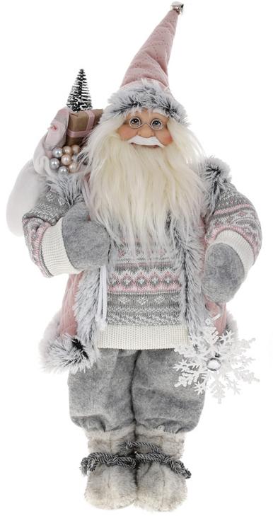 Фигура новогодняя Санта Клаус с подарками и снежинкой 45 см Розовый/Серый (BD-NY44-114)