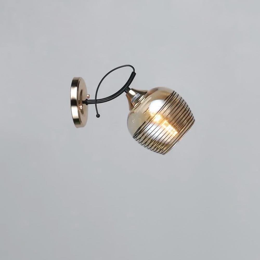 Светильник настенный Light House SR-19337/1W BK+FGD E27 с узором 245х130х195 мм Черный/Золотой/Медовый