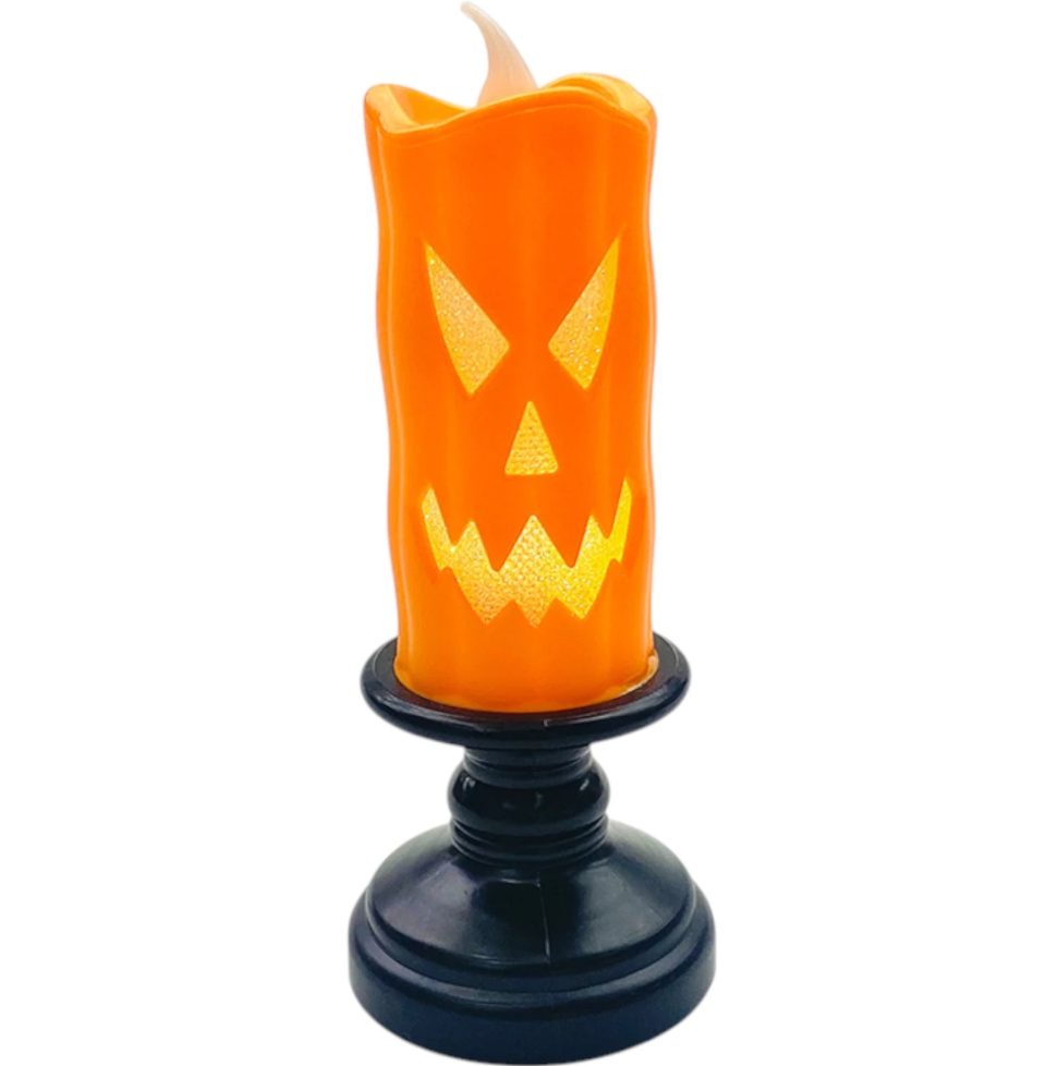 Светильник светодиодный Тыква на подставке LED свеча на Хэллоуин от батареек Оранжевый (29549317)