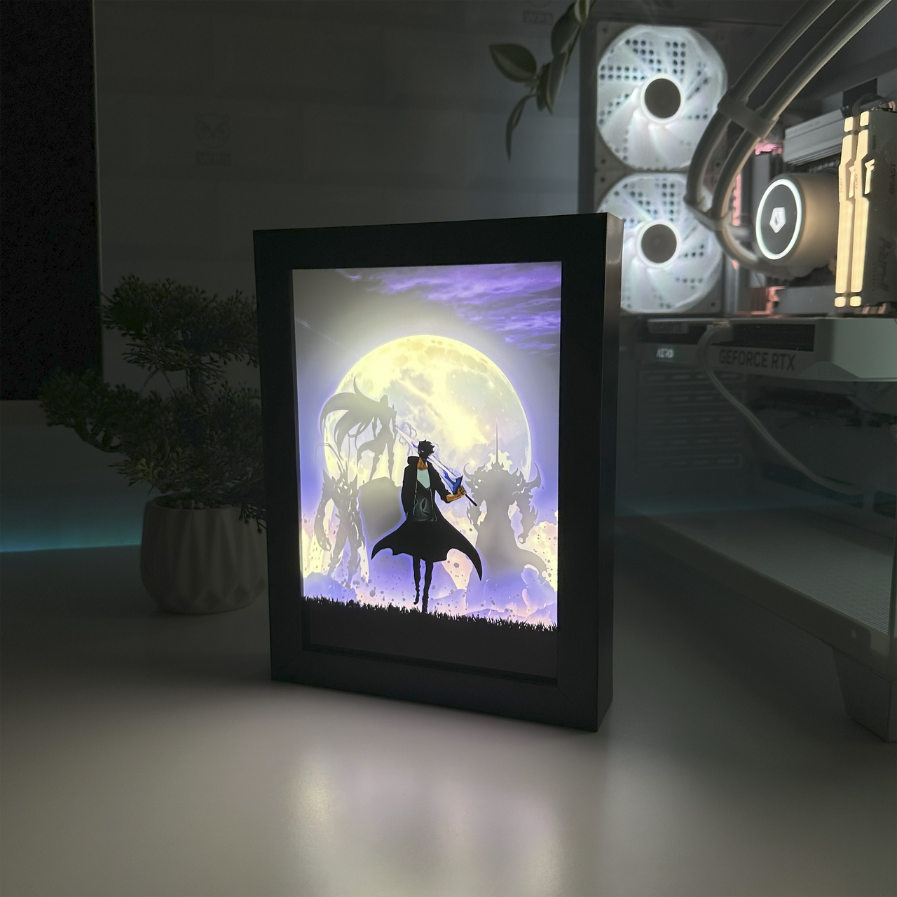 Светильник светодиодный акриловый с 3D-эффектом Соло Левелинг Solo Leveling Черный