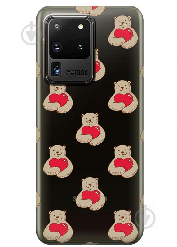 Прозрачный силиконовый чехол iSwag для Samsung Galaxy S20 Ultra Влюбленные медведи (M1179)
