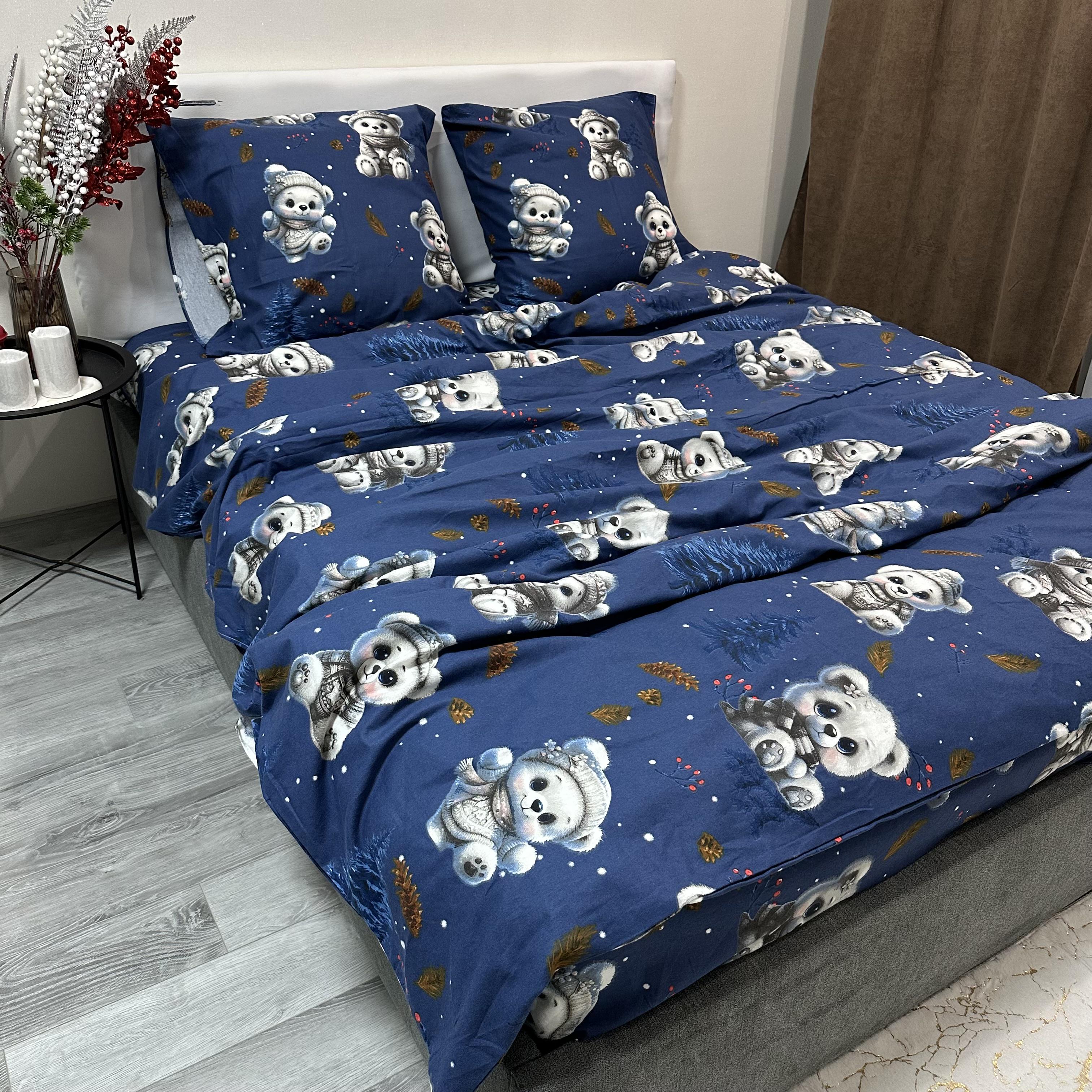 Комплект постільної білизни байкова Зимовий євро Синій (байка 3-3) - фото 8 Комплект постільної білизни байкова Зимовий євро Синій (байка 3-3) - фото 8