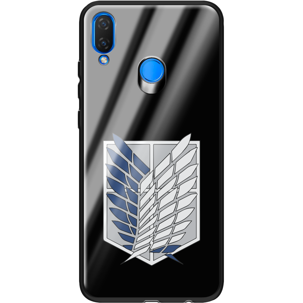 Чохол Boxface Huawei P Smart Plus Атака Титанів Крила Свободи Чорний силікон зі склом (34912-bk88-37724)