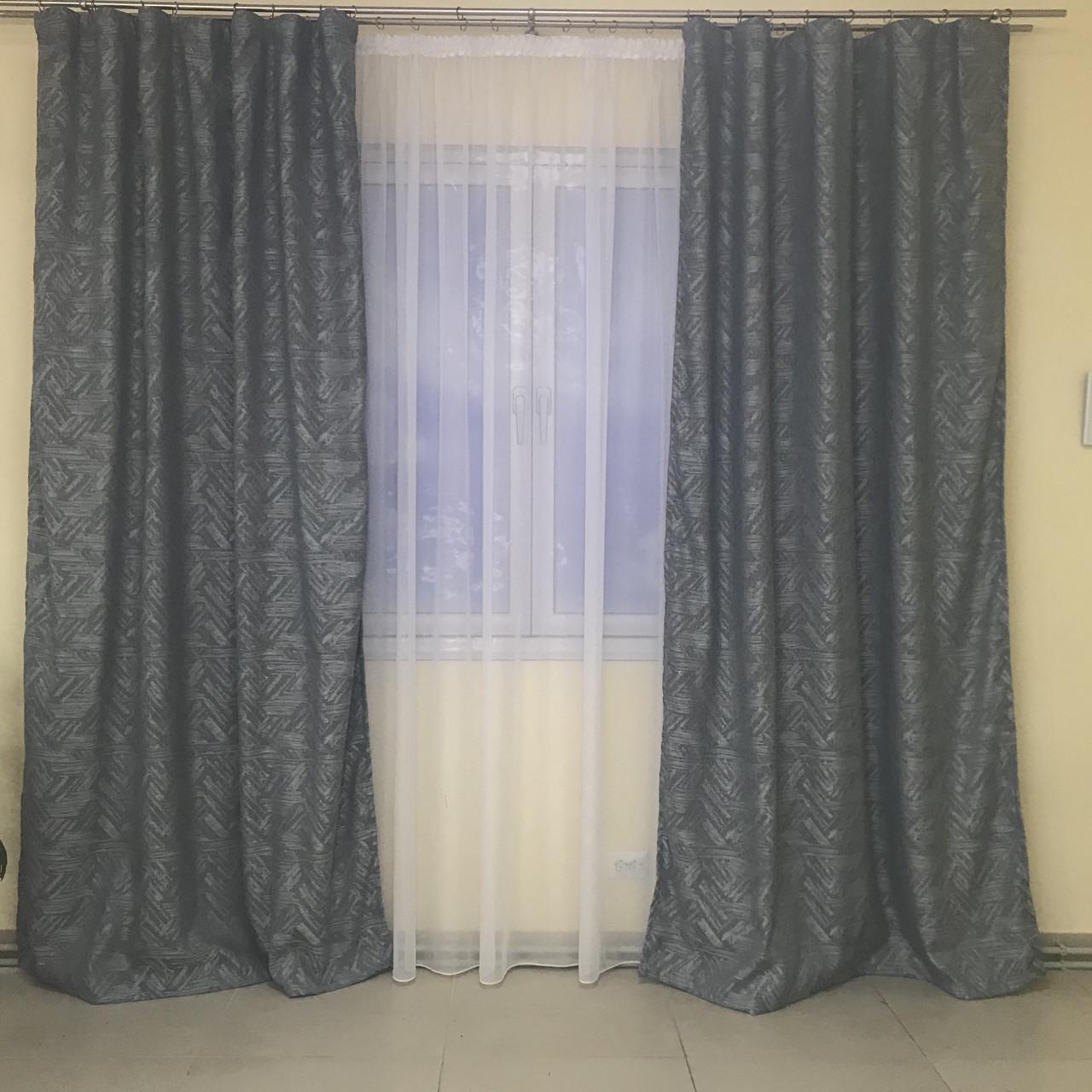 Шторы из льна 150x270 см 2 шт. ALBO Темно-серый