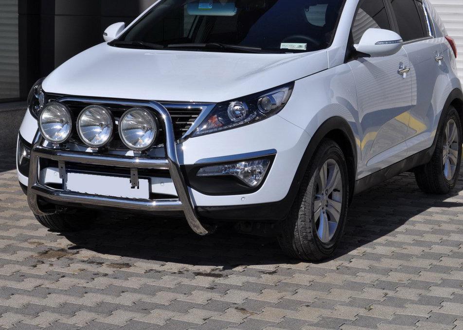 Кенгурятник WT018 CAN для Kia Sportage 2010-2015 гг. нержавеющая сталь Хром