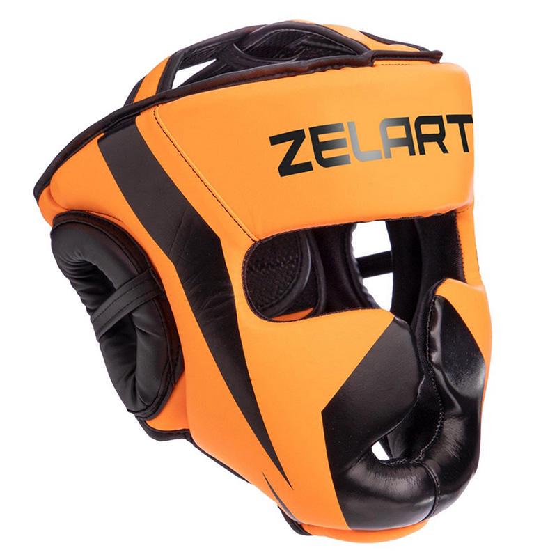 Шлем боксерский Zelart BO-7041 с полной защитой L Оранжевый/Черный (37429473)
