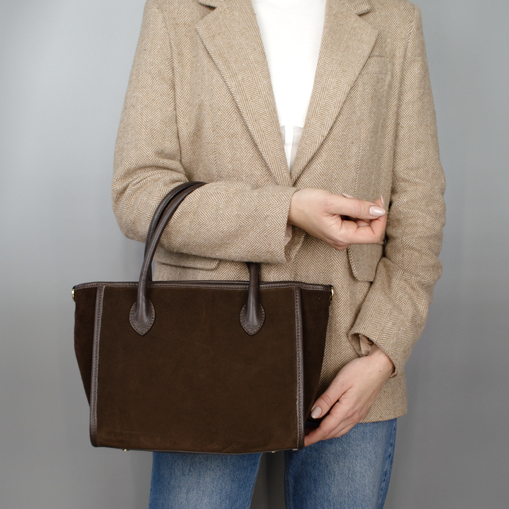 Сумка жіноча замшева Virginia Conti 03756 з 2 ручками Шоколадний (2417511531) - фото 2