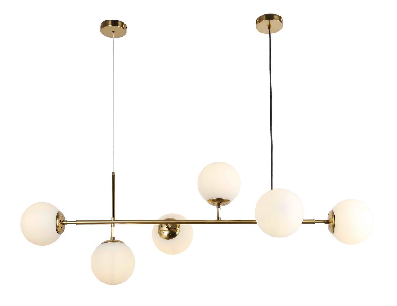 Люстра з куль на планці на 6 ламп Бронзовий (918-LP265-6 BRZ+WH)