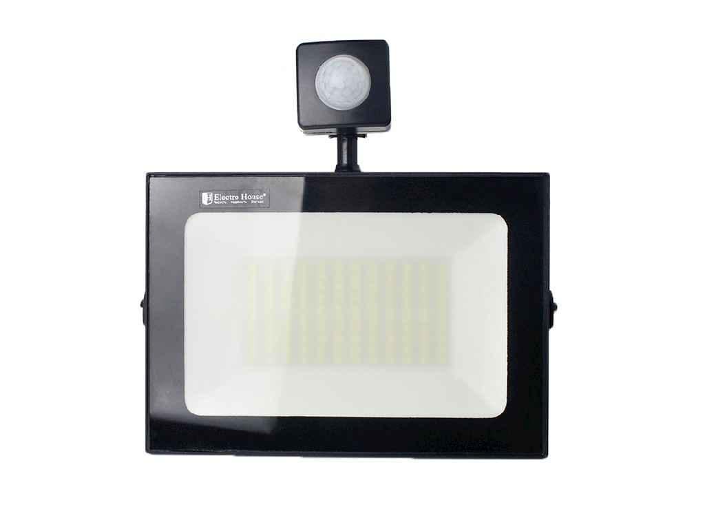 Прожектор ELECTROHOUSE 50 Вт 6000К LED з датчиком руху 4500Лм IP65 EH-LP-214 (805886)