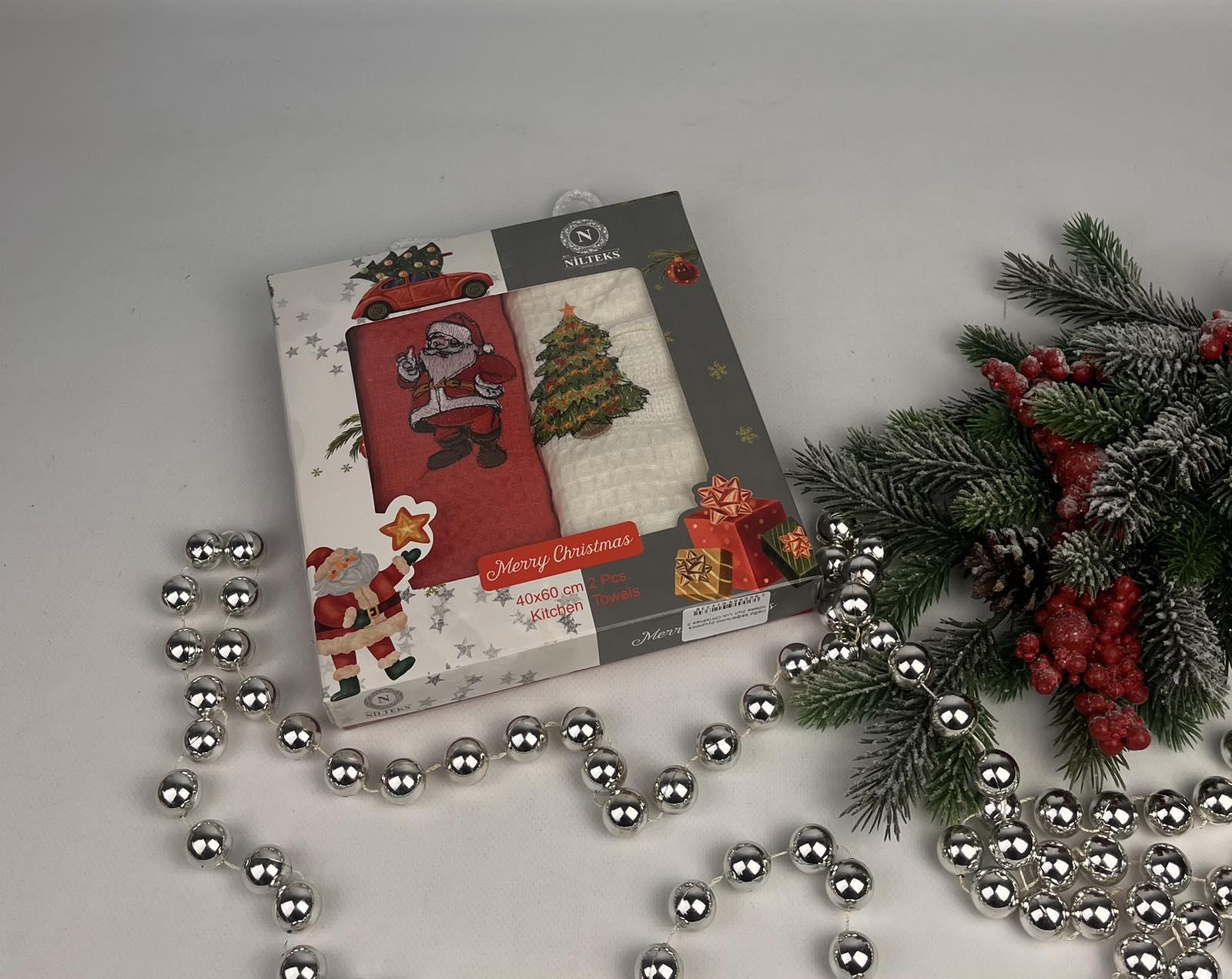 Набір кухонних рушників Nilteks Towels Lux Christmas 3 вафельних 2 шт. (CN36753)