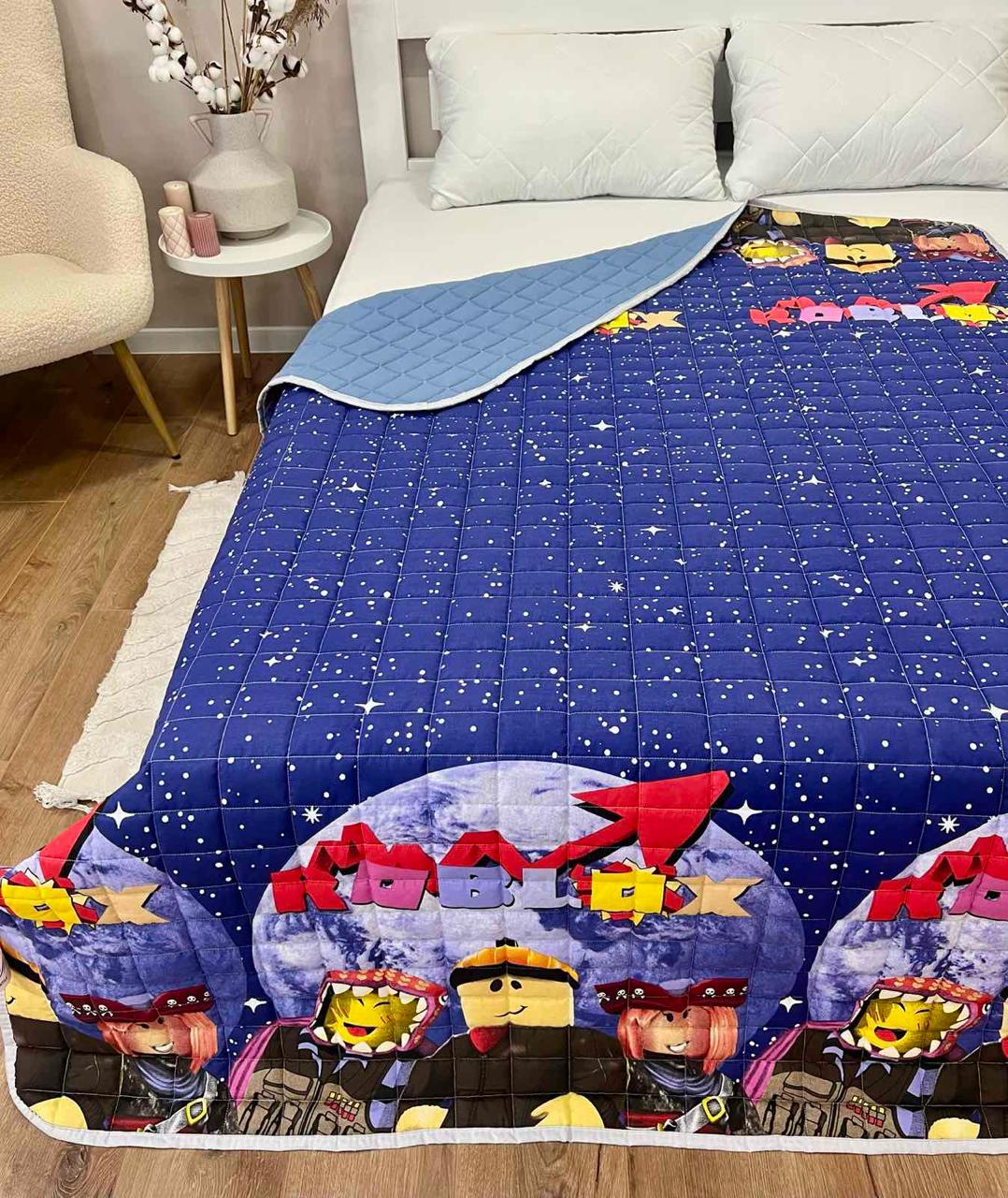 Ковдра дитяча з малюнком роботи двостороння 150х210 см Синій (27503928) - фото 3 Ковдра дитяча з малюнком роботи двостороння 150х210 см Синій (27503928) - фото 3
