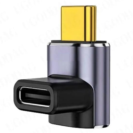 Кутовий перехідник USB Type-C M/F Metal Style-2 100W (48582e)