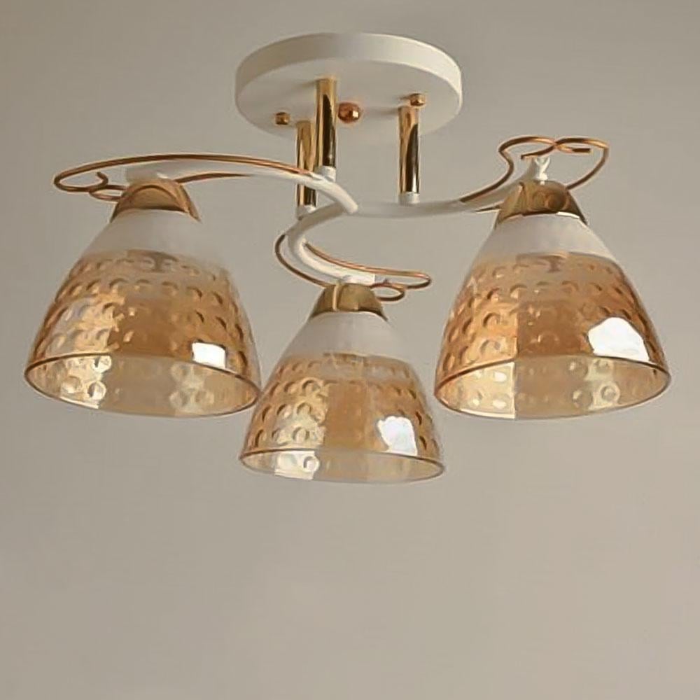 Люстра стельова Light House SRS-19075/3 Білий/Золотий/Бурштиновий