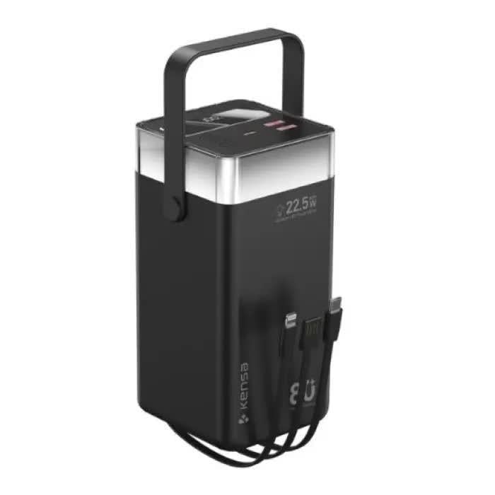 Повербанк KENSA со встроенными кабелями USB-А/Type-C/Lightning/дисплеем/LED-фонарем 22,5 W 8000 mAh (32404337)